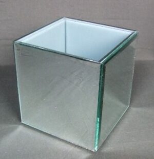 14 x 14 x 14cm Bevelled Square Mirror Vase-0