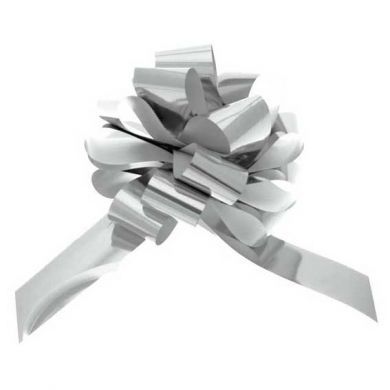 50mm Silver Pullbow Metallic Pk 20s-0