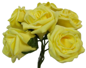 Foam Colourfast Cottage Rose x 6 Lt Yellow-0