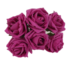 Foam Colourfast Cottage Rose x 6 Dark Pink-0