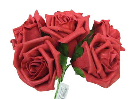 Foam Colourfast Cottage Rose x 6 Ruby Red-0