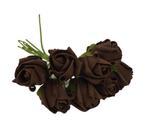 Colourfast Foam Rose Bud x 8 Heads App 3cm Brown-0