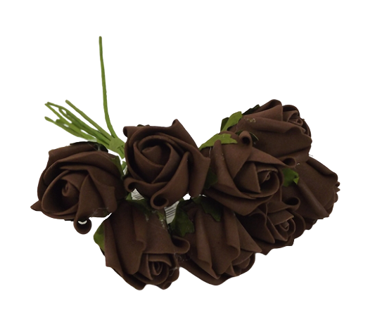 Colourfast Foam Rose Bud x 8 Heads App 3cm Brown-0