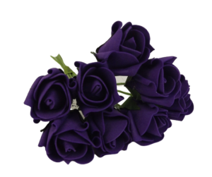 Colourfast Foam Rose Bud x 8 Heads App 3cm Purple-0