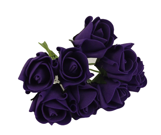 Colourfast Foam Rose Bud x 8 Heads App 3cm Purple-0