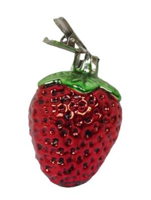 7cm Glass Strawberry Clip-Red-0