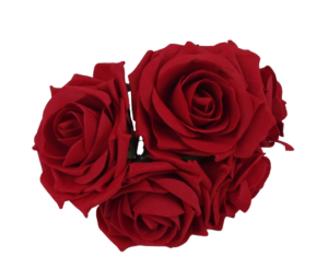 Large Colourfast Foam Rose App 8cm x 5 Heads Red-0