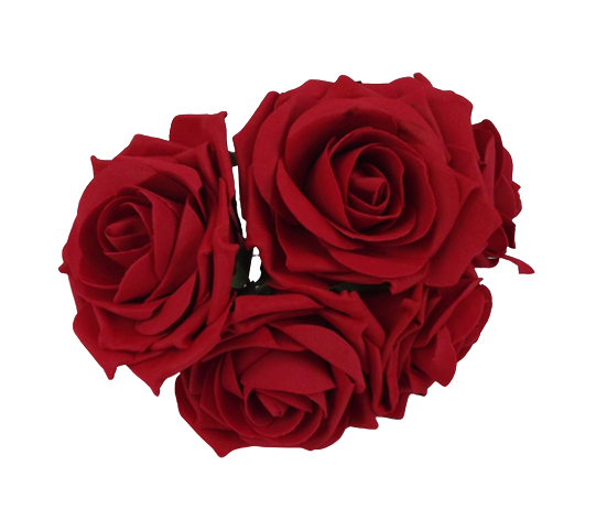Large Colourfast Foam Rose App 8cm x 5 Heads Red-0