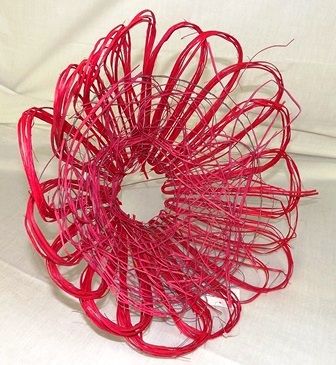 Rattan Bouguet Holder Wild With Straw 12" Red-13048