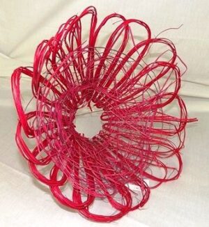 Rattan Bouguet Holder Wild With Straw 12" Red-0