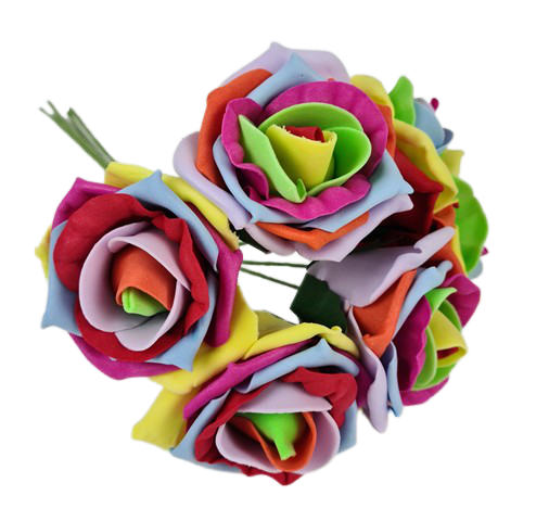 Colourfast Cottage Foam Rose x 6 Heads Rainbow-0