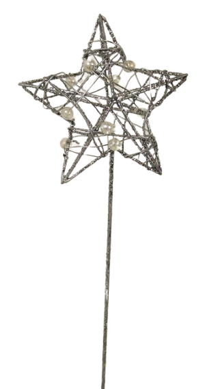 Glittered Star Wand Silver 7 x 30cm-0