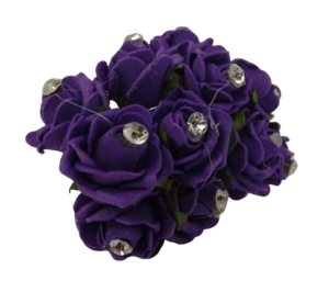 Diamante Mini Foam Rose App 2cm x 12 Stems Purple-0