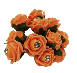 Diamante Mini Foam Rose App 2cm x 12 Stems Apricot-0