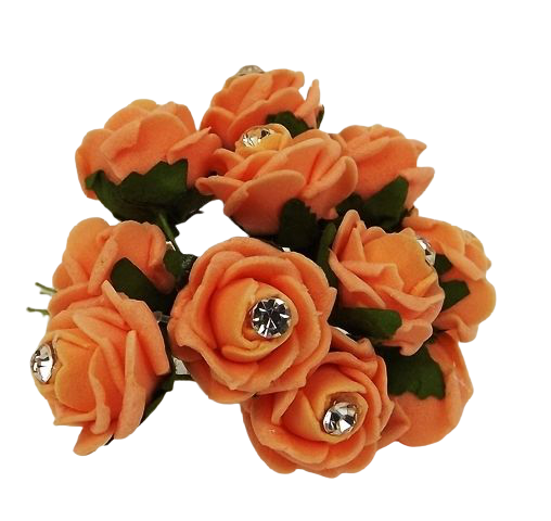 Diamante Mini Foam Rose App 2cm x 12 Stems Apricot-0