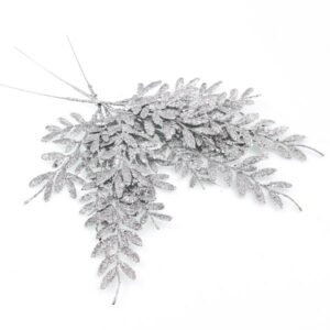 40cm Berberis Spray Glittered Silver-0