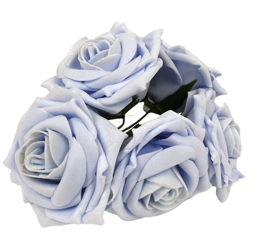 Large Cottage Foam Rose 8cm x 5 Heads Baby Blue-0