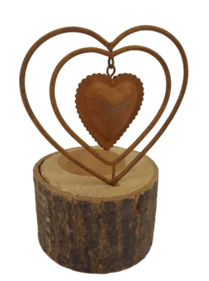 1 Metal/Wood Candle Holder Heart Rust Ø9.5X15Cm-0