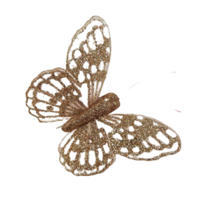 7cm Glitter Butterflies (12 Per Pack On 20cm Wire) Rose Gold-0