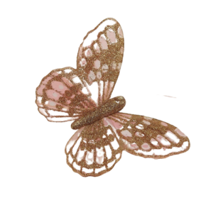 10cm Glitter Butterflies (12 Per Pack On 20cm Wire)Rose Gold-0