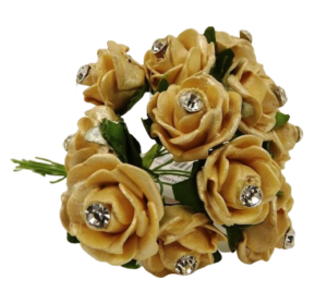 Diamante Mini Foam Rose App 2cm x 12 Stems Gold-0