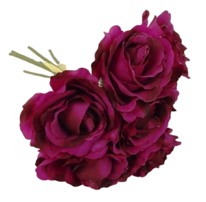 26cm Cerise Open Rose Bouquet-0