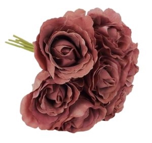 26cm Puce Open Rose Bouquet-0