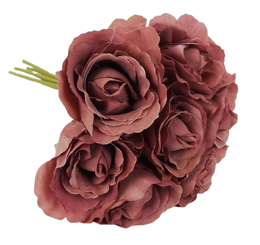 26cm Puce Open Rose Bouquet-0