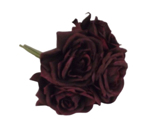 27cm Bordeaux Open Rose Posy x 5 Heads-0