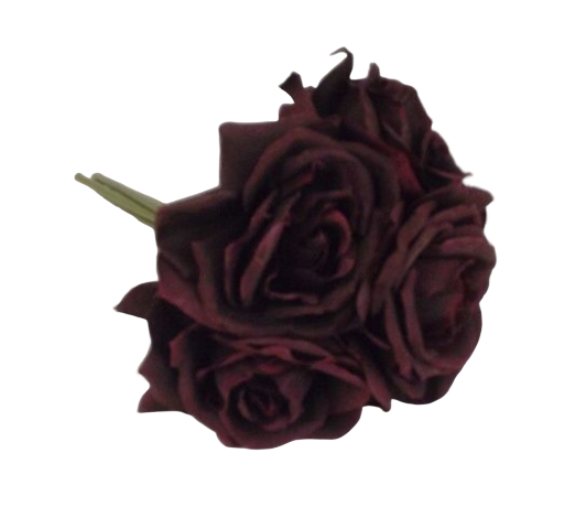 27cm Bordeaux Open Rose Posy x 5 Heads-0