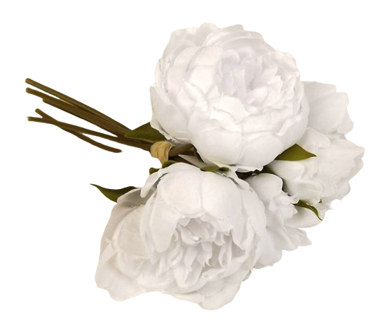 28cm White Peony Posy x 5 Heads-0