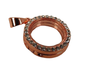 Rhinestone Circle Charm 2.5cm Rose Gold-0