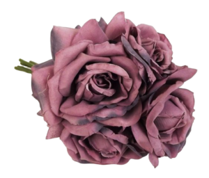 27cm Open Rose x 5 Heads Posy Mauve-0