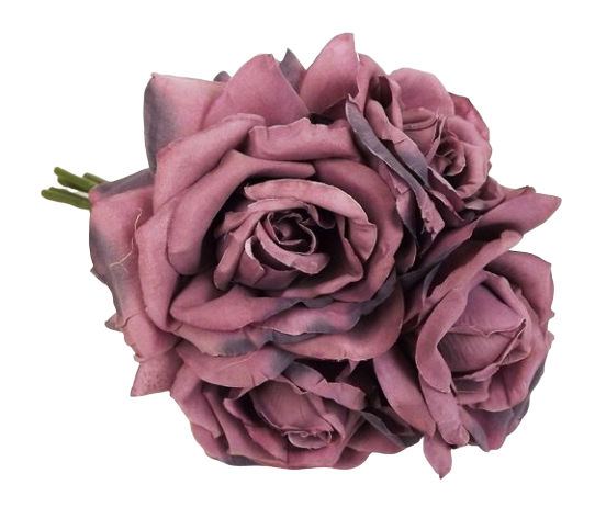 27cm Open Rose x 5 Heads Posy Mauve-0