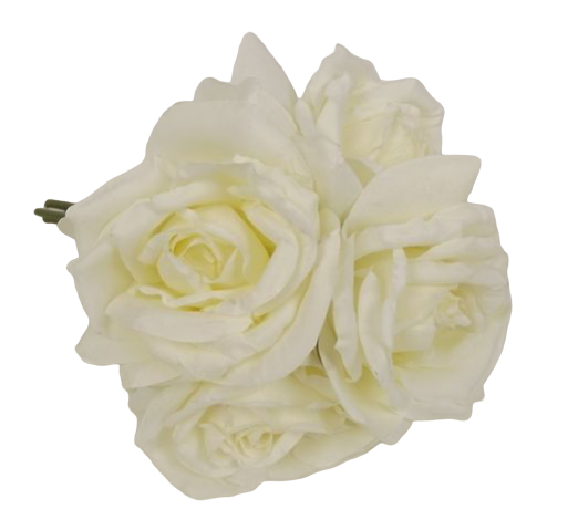 27cm Open Rose x 5 Heads Posy Cream-0