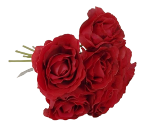 26cm Open Rose x 7 Heads Red-0