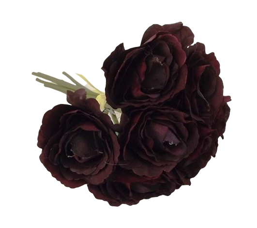 26cm Open Rose x 7 Heads Bordeaux-0