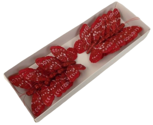 7cm Glitter Butterflies x 12 Red-0