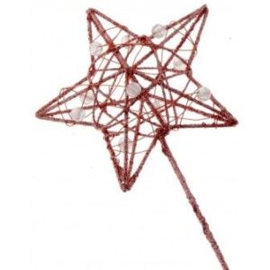Glittered Star Wand (7cm Diameter, 30cm Handle) Rose Gold-0