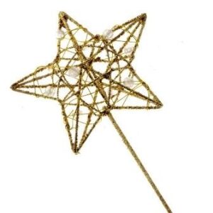 Glittered Star Wand (7cm Diameter, 30cm Handle) Gold-0