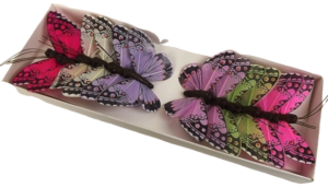 7cm Jewel Tone Feather Butterflies Assorted x 12pcs-0