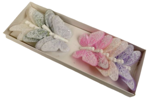 7cm Pastel Sparkle Feather Butterflies Assorted x 12pcs-0