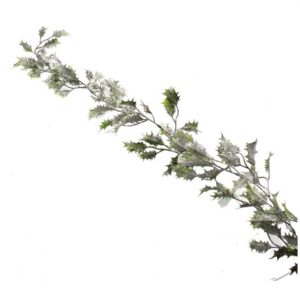 180cm Holly Garland Frosted Green-0