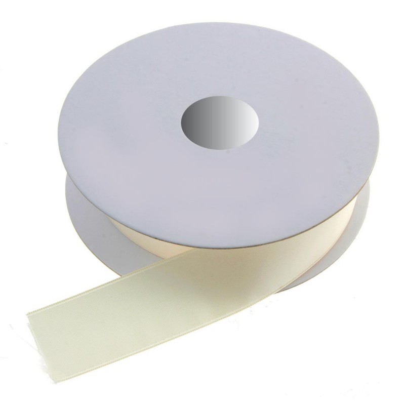 25mm x 20mtr Double Faced Satin Ivory-0