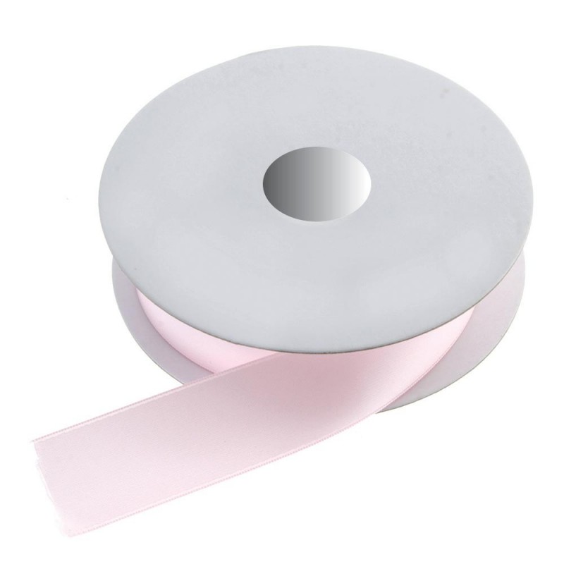 25mm x 20mtr Double Faced Satin Baby Pink-0