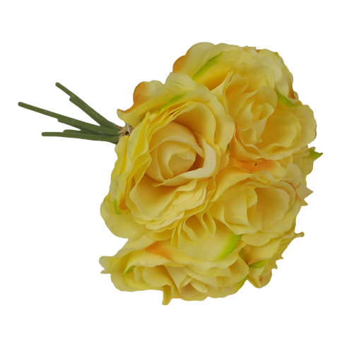 26cm Yellow Open Rose Hand Tied-0
