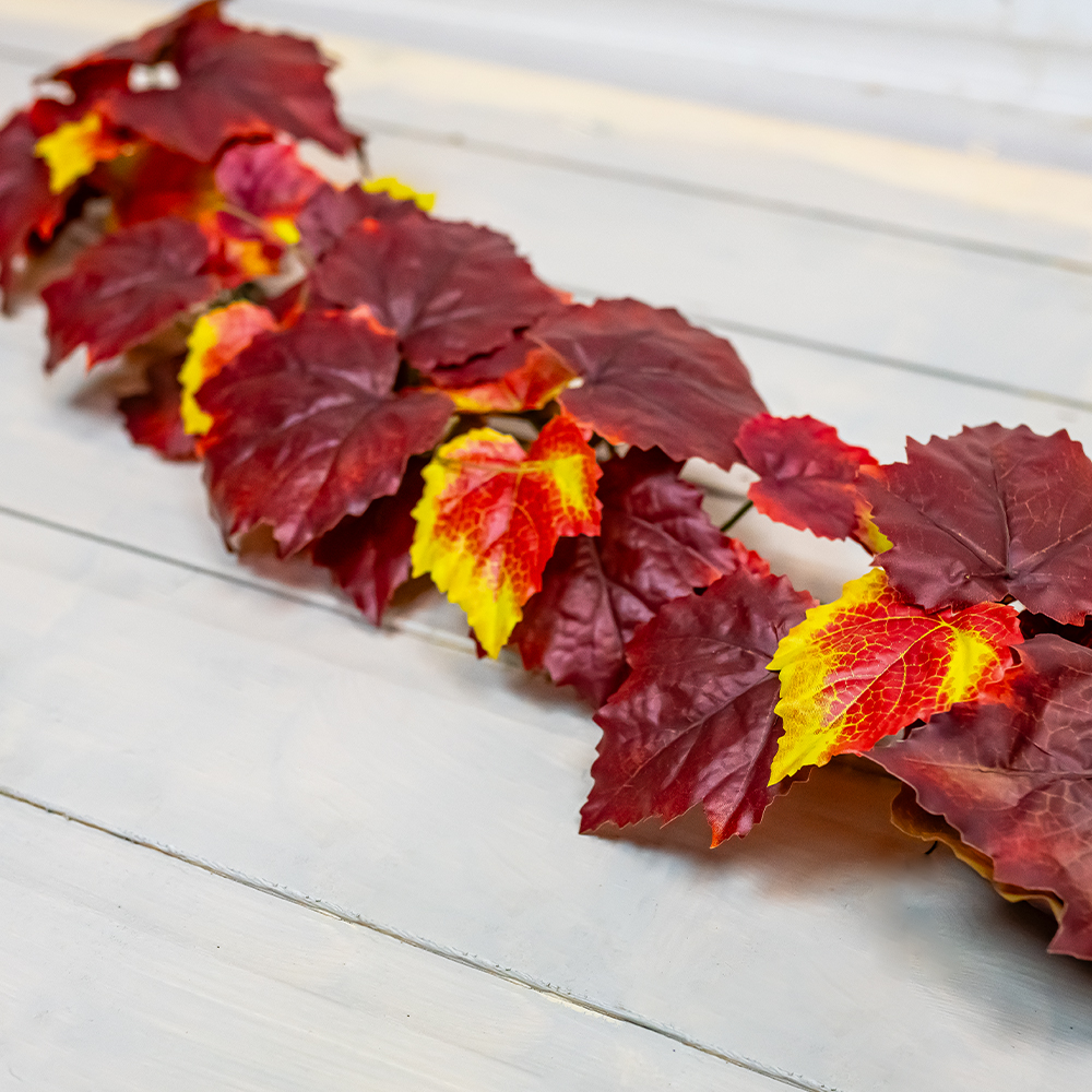 Grape Ivy Garland Red/Orange 180cm W/92 Leaves-25287