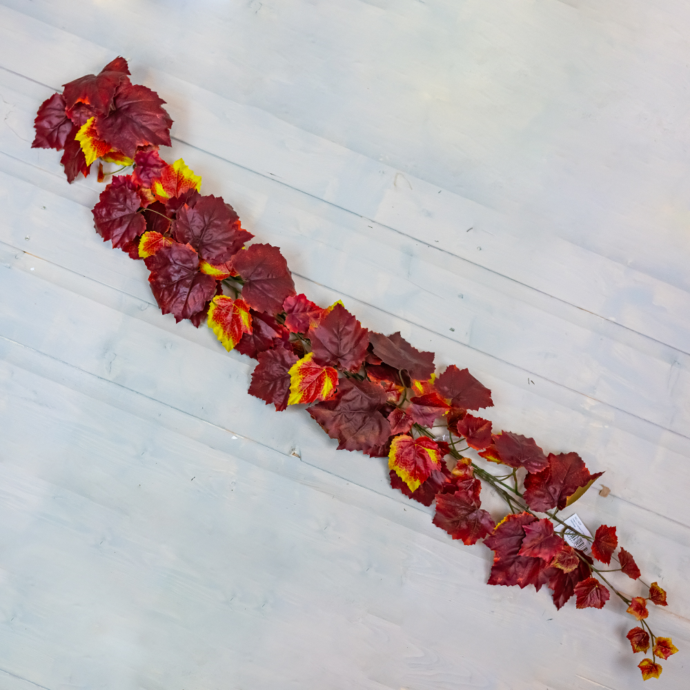 Grape Ivy Garland Red/Orange 180cm W/92 Leaves-25288
