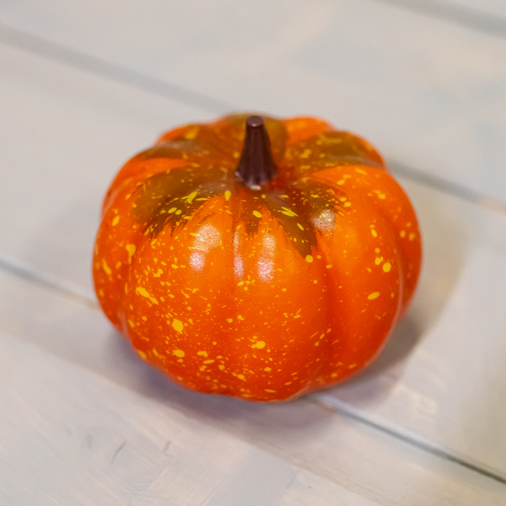 Small Artificial Pumpkin Orange/Green 10cm-0