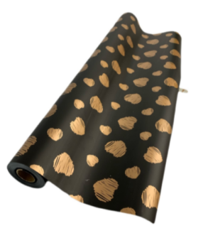 Black/Gold Heart Deluxe C Wrap 60cm x 25mts-0